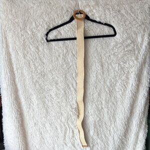 Beige Woven Elastic Belt with Wooden Style Buckle